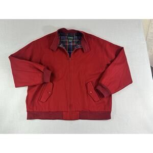 VTG Izod Wool & Cotton Red Plaid Lined Jacket Men's XL Bomber Jacket